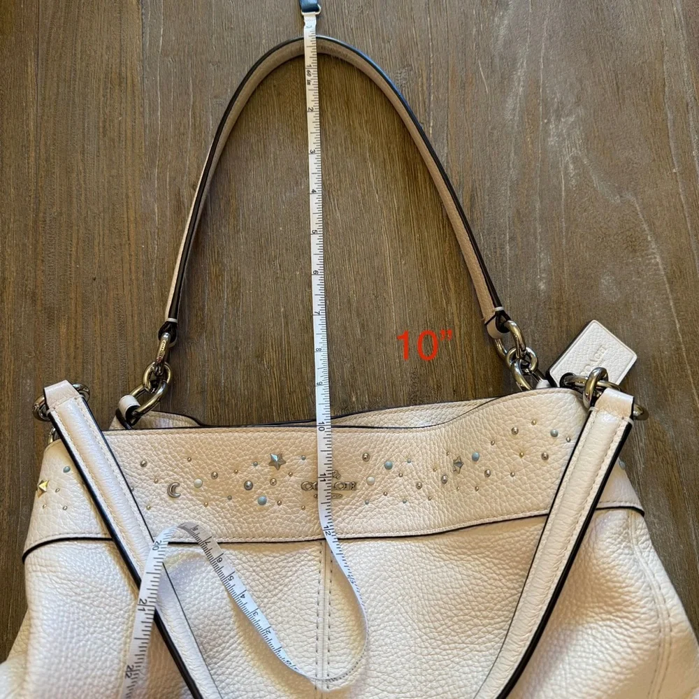 Coach Lexy Stardust Studded Chalk Leather Shoulder Bag Purse F29595 - Picture 14 of 17